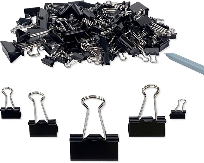 DSTELIN Binder Clips Paper Clamps Assorted Sizes 150 Count, X Small and Micro by DSTELIN