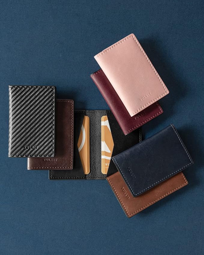 VULKIT Leather Business Card Holder 2 Sided Slim Business Name Card Organizer - Image 7