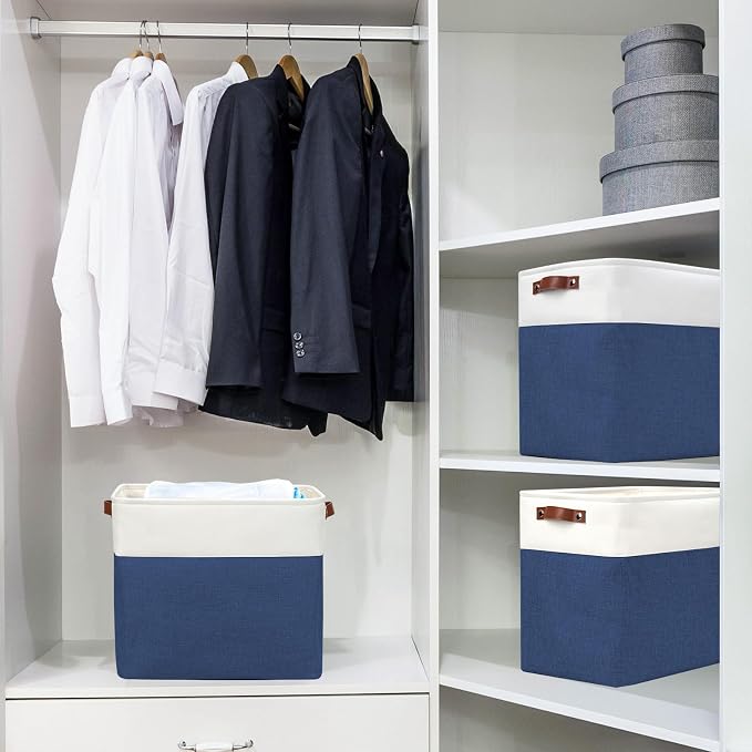 Bagnizer Large Fabric Storage Baskets | 50L Storage Bins, Decorative Linen - Image 2