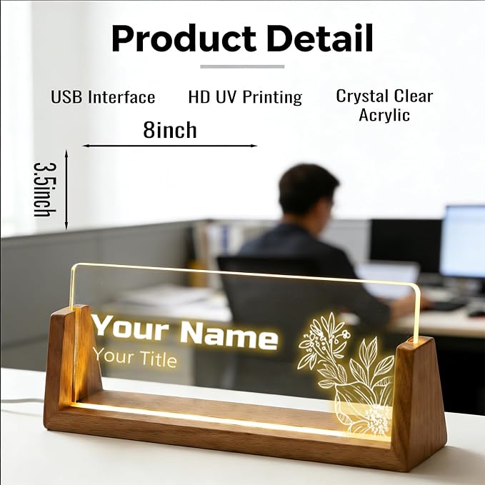 Custom Desk Name Plate, Light Up Acrylic Office Sign, Personalized Gift - Image 5
