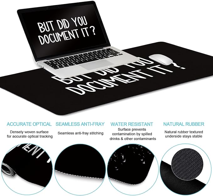 LIMKRIAN Black Mouse Pad Large Desk Mat Set, Funny Mouse Pad - Image 3