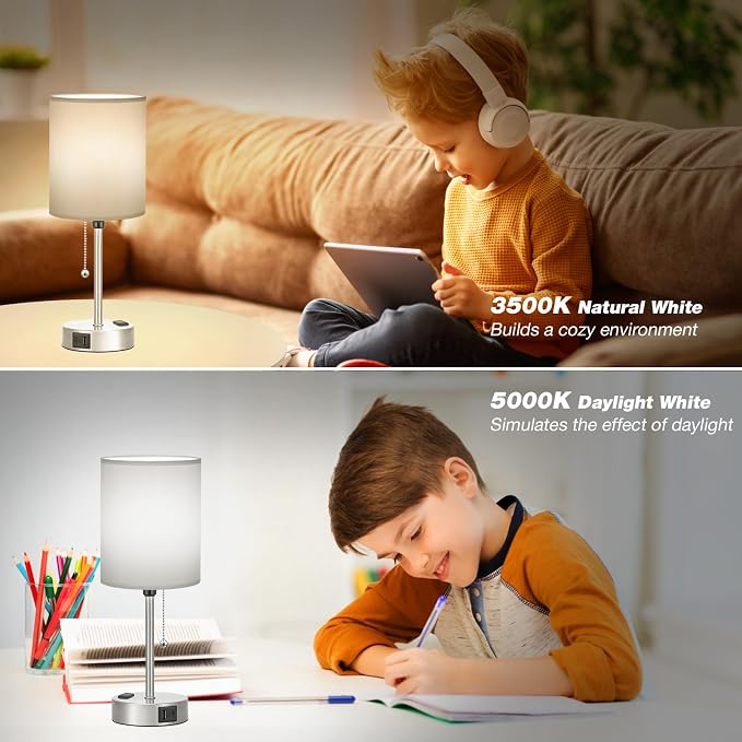 Dicoool Grey Bedroom Lamp for Nightstand - Image 7