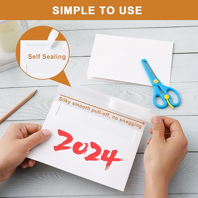 100 Packs White Blank Note Cards and Envelopes 4.25 x 5.5 Heavyweight Folded Cardstock and A2 Envelopes Printable Self Seal for Greeting Cards, Wedding Invitations, Thank You Cards, Party