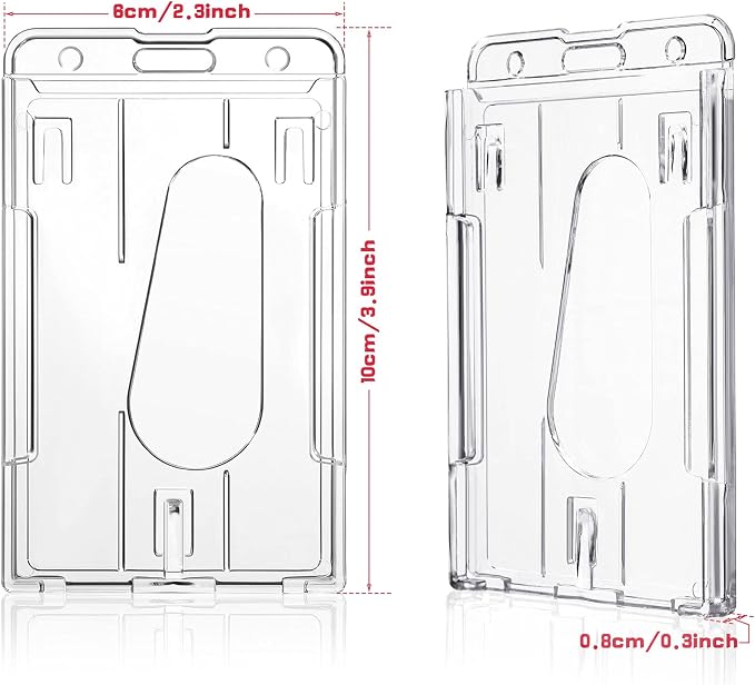 Gersoniel 50 Pieces Vertical 2 Card Heavy Duty Badge Holder Hard Plastic Clear - Image 2