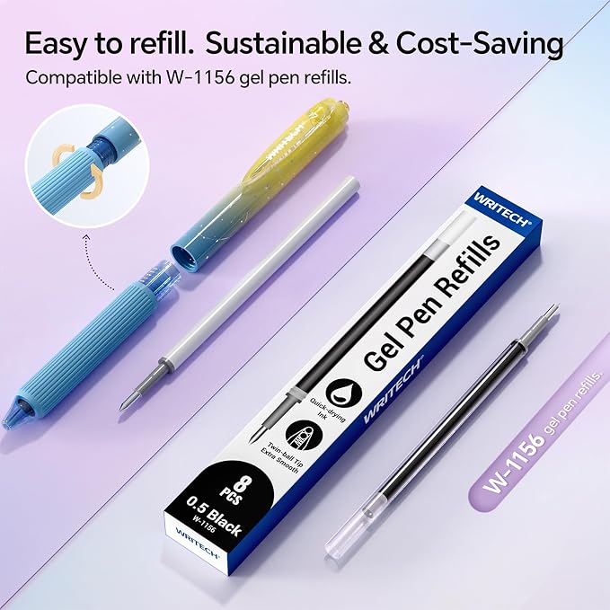 WRITECH Gel Pens Bold Point: 1.0mm Black Ink Retractable 4ct Smooth Writing - Image 5