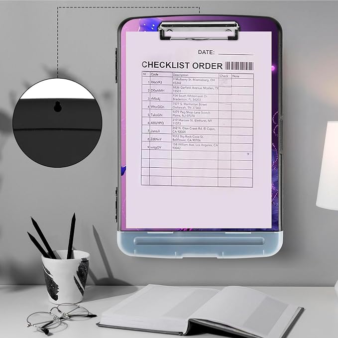Clipboard with Storage, Heavy Duty Plastic Storage Clipboard with Low Profile - Image 4