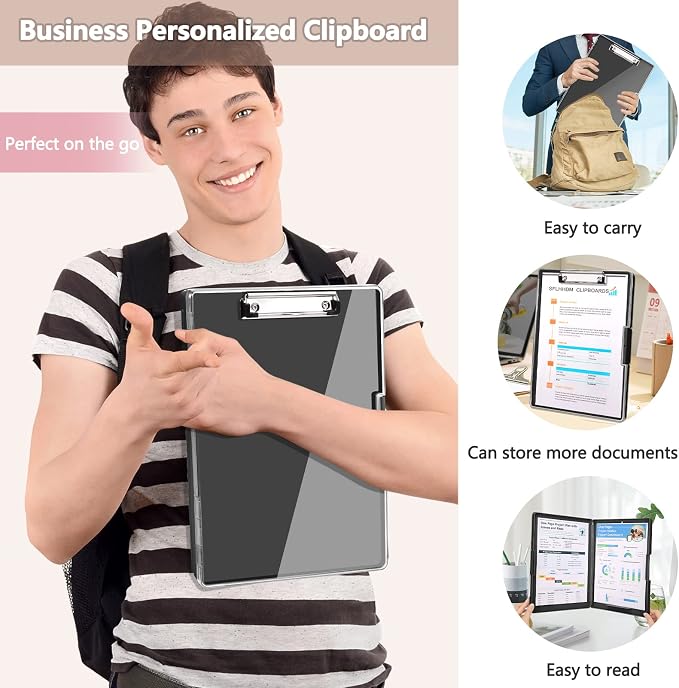 SFLHHDM Clipboard with Storage, Heavy Duty Clip Boards 8.5x11 with 2 Storage - Image 7