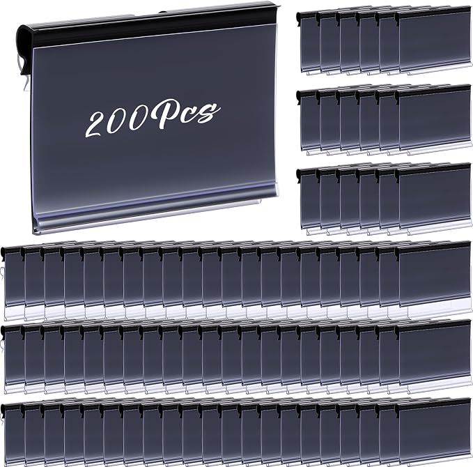 Tatuo 200 Pcs Reusable Plastic Wire Shelf Label Holders, Price Card Sign by Tatuo
