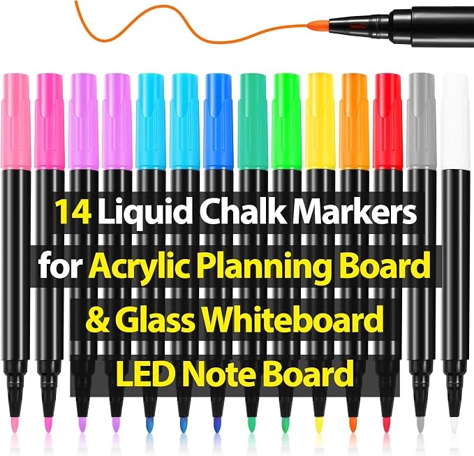 Liquid Chalk Markers for LED Drawing Note Board Acrylic Calendar Planning Board by OORAII