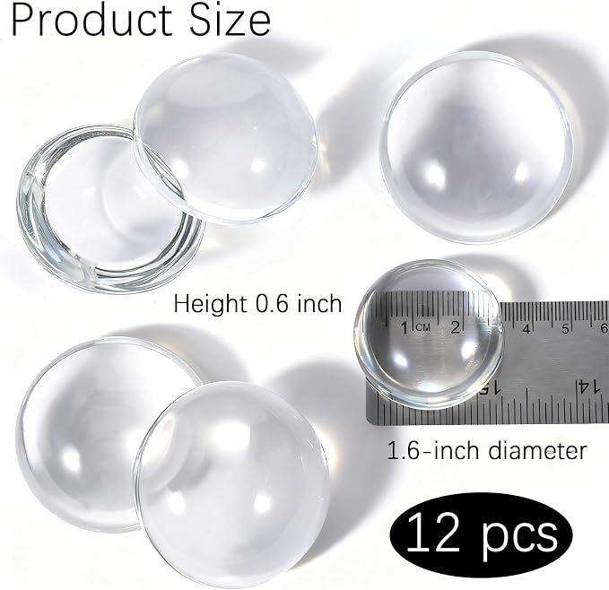 12 Pcs Crystal Dome Magnifying Paperweight, 6X Dome/Paperweight Magnifier Clear - Image 2