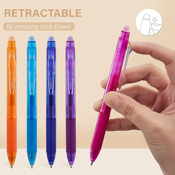 ParKoo Retractable Erasable Gel Pens Clicker, Fine Point 0.7mm - Image 3