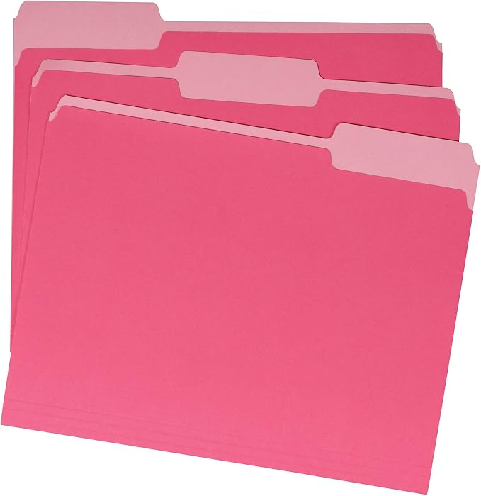Amazon Basics File Folders for Organization, Letter Size, 1/3 Cut Tab - Image 2