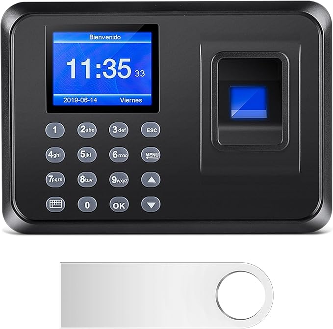 Fingerprint Time Clocks for Employees - Time Clock for Small Business Automatic Calculate Working Hours and Deduct Lunch Time, Punch and Power-off Protection with 8G USB Drive (0 Monthly Fee)-DeskLoop Office