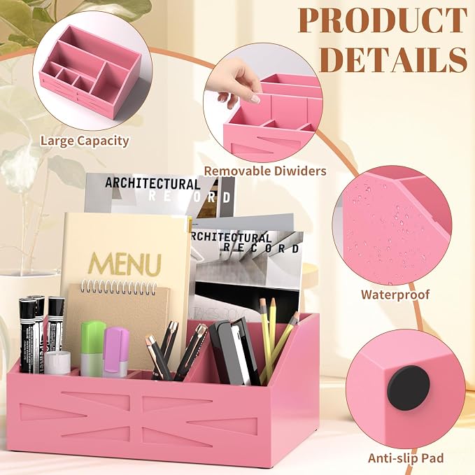 Wood Mail Organizer Countertop, Farmhouse Desk and Kitchen Countertop Storage - Image 3