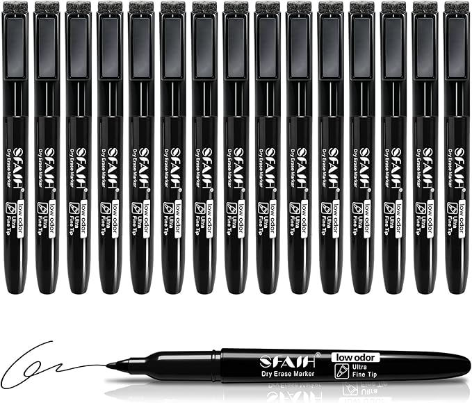 SFAIH Black Magnetic Dry Erase Markers, Ultra Fine Tip 0.7mm Fine Point Thin by SFAIH