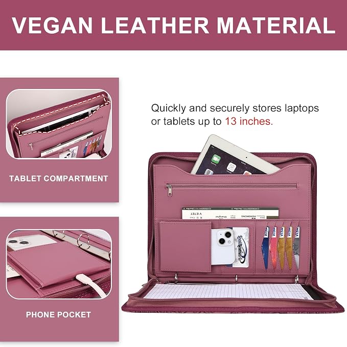 Leathario Portfolio Binder, Includes 5 Folder Index Dividers and 3 Notepads - Image 4