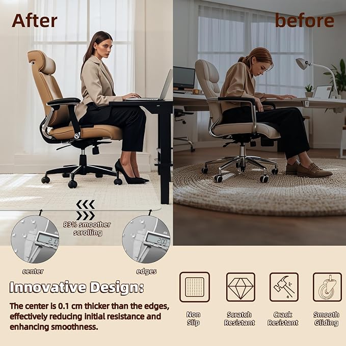 Lebata Office Chair Mat for Carpet Floor, Slip Resistant Heavy Duty Under Desk - Image 2