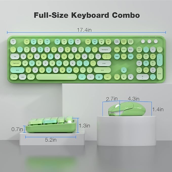 MOFII Wireless Keyboard and Mouse Combo, 2.4GHz Retro Full Size Typewriter - Image 7