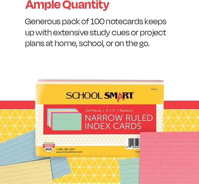 School Smart Ruled Index Cards, 3 x 5 Inches - Image 6