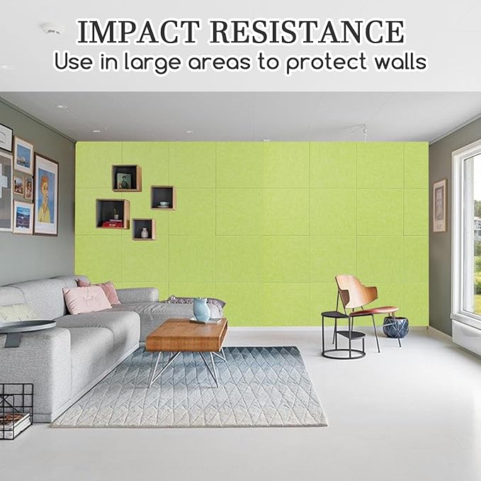 Large Cork Board Alternative, 12 Pack Felt Board with Safe Removable Adhesive Tabs Felt Wall Tiles, Large Cork Boards for Walls, Cork Board for Home Office, Pin Boards for Walls, Green-DeskLoop Office
