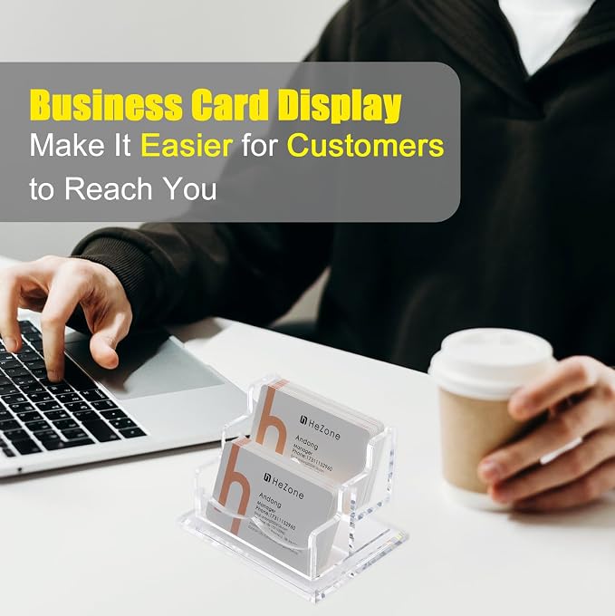 Business Card Holder for Desk 2 Tier 2 Slots, Organize 100 Cards-1 Pack - Image 4