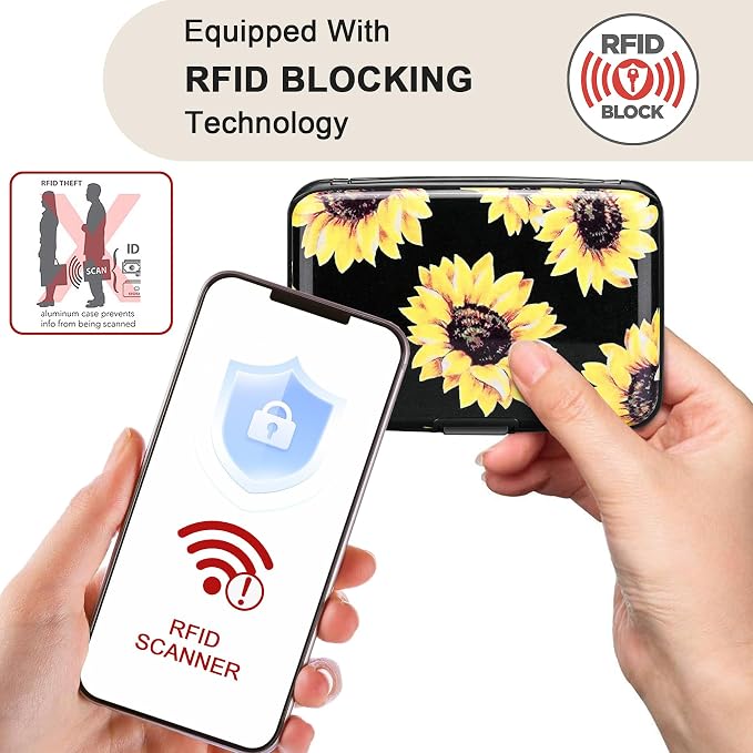 ELFISH Mini RFID Aluminum Wallet Credit Cards Holder Business Card Case Metal - Image 2