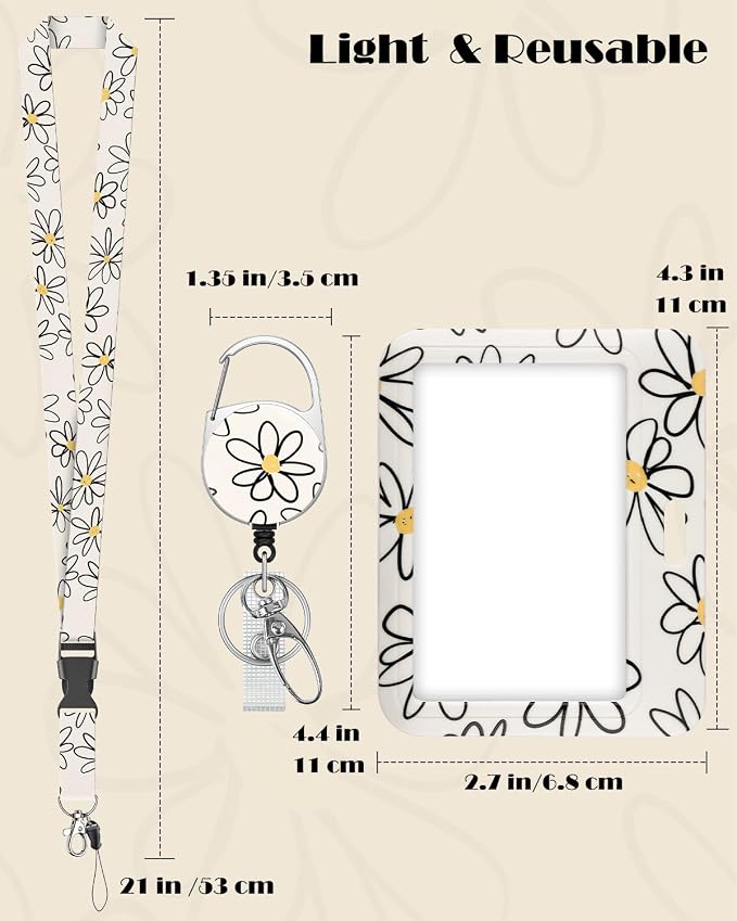 Uniclife Fashionable Sliding Badge Holder Flower Pattern - Image 6