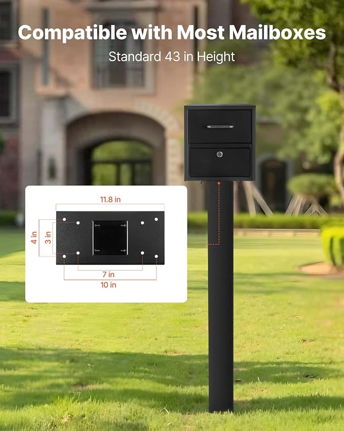 VEVOR Mailbox Post, Steel In-Ground Mounting Mail Box Stand - Image 3