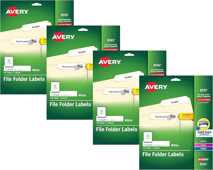 Avery File Folder Labels with TrueBlock Technology, Permanent Adhesive by Avery