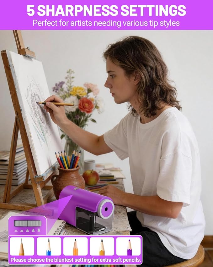 AFMAT Electric Pencil Sharpener, Fully Automatic Pencil Sharpener - Image 4