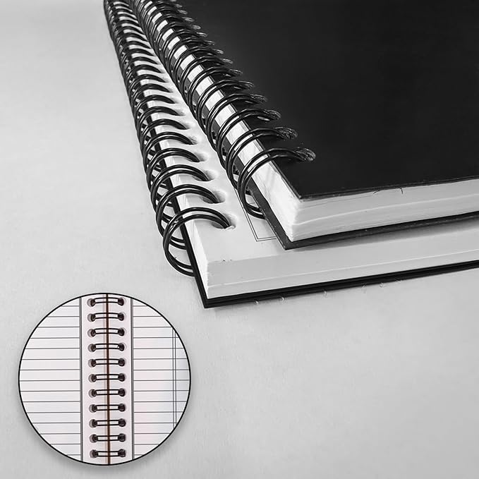 48 Pack Spiral Notebook, 5.8 x 8.3, 120 Pages (60 Sheets),100 GSM Paper Ruled Notebooks, Water Resistant Black Cover, Bulk A5 Journal for Women & Men, Daily Wrting Small Book, School, Office-DeskLoop Office