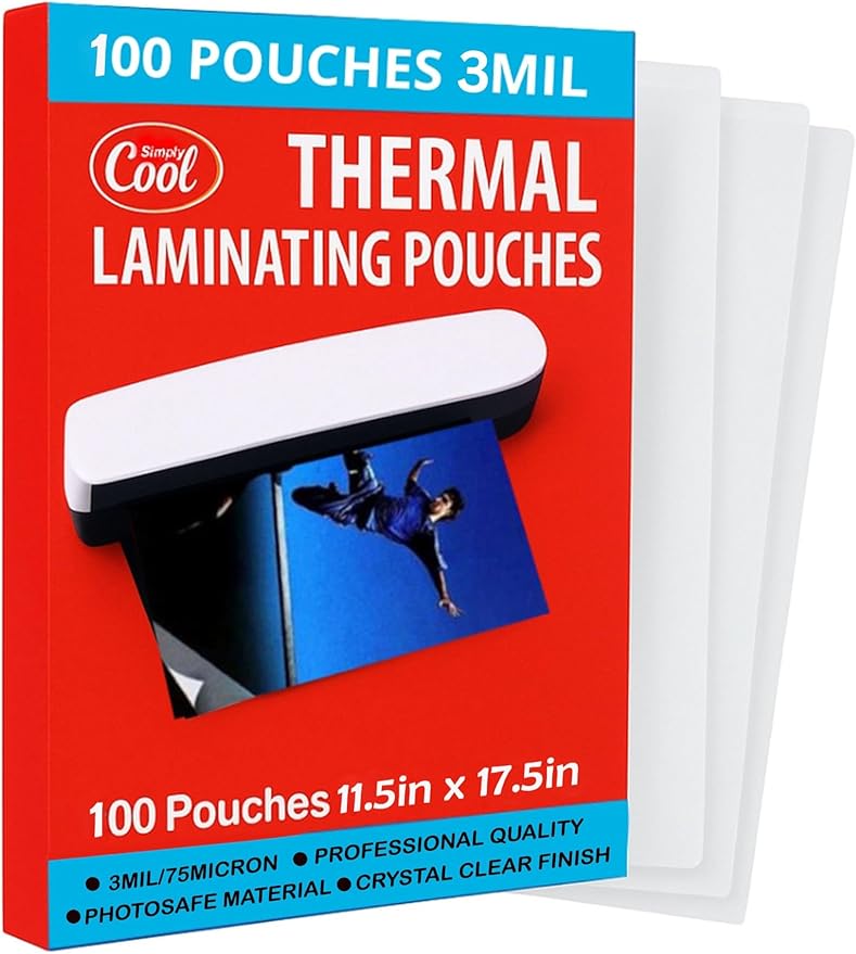 3MIL Thermal Laminating Sheets (100 Count) 11.5x17.5 inch, Dry-Erase Friendly Laminating Pouches, Compatible with Laminator, Crystal Clear Laminated Finish-DeskLoop Office