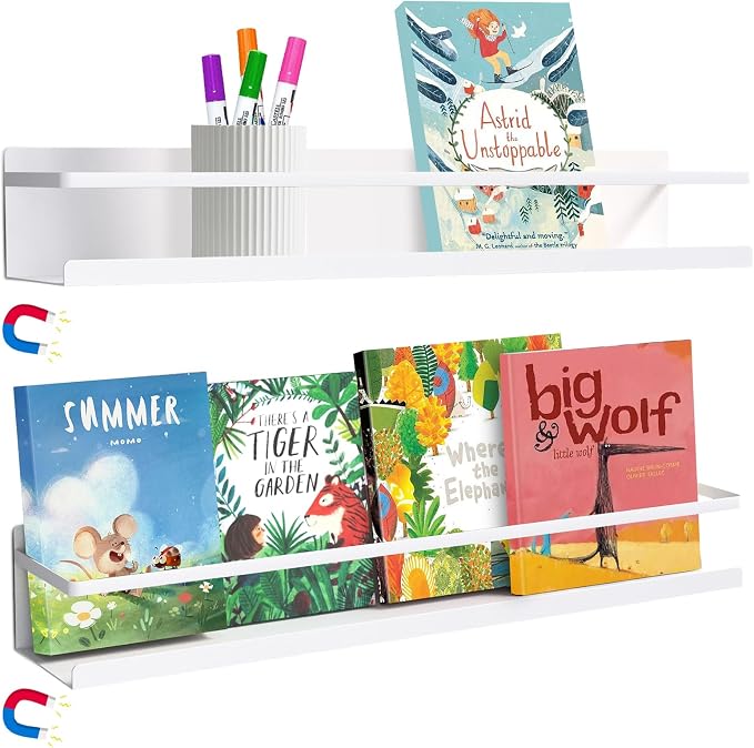 2 Pcs Magnetic Metal Book Shelves, 15.7'' x 2.7'' x 2.7'', Special by Unknown
