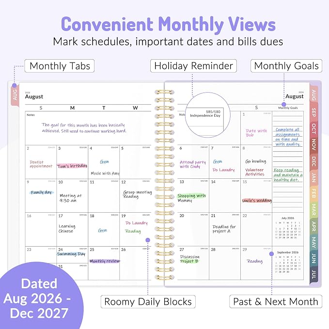 Aug 2026 - Dec 2027 Planner, Forvencer 17 Month Academic Planner 2026-2027 - Image 2