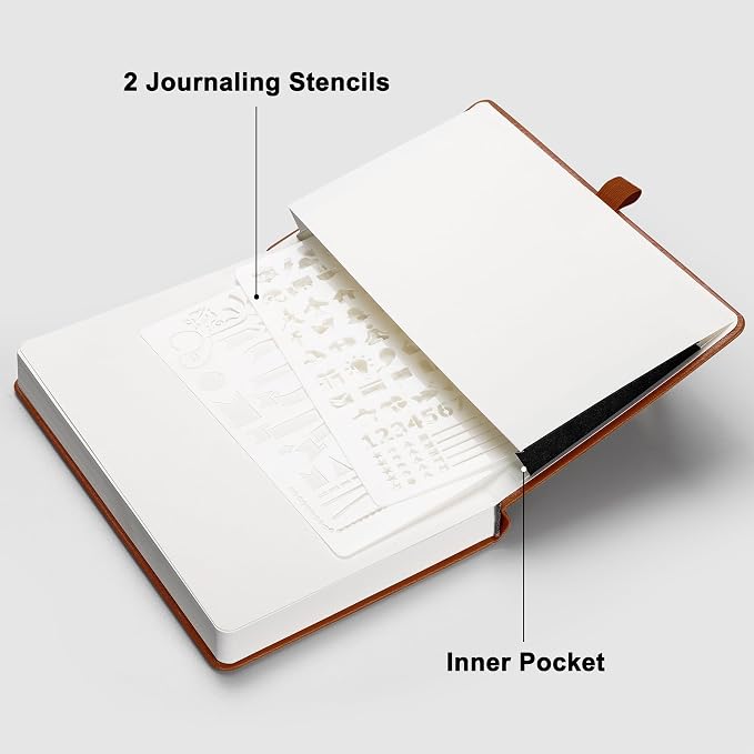 RETTACY Dotted Journal Notebook, 192 Pages, A5 Medium Size, Leather Hardcover - Image 7