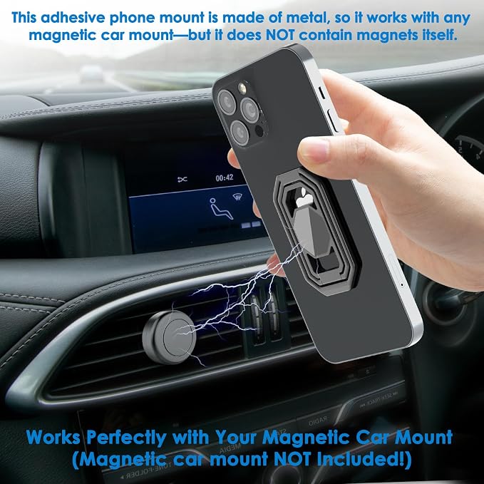 Phone Ring Holder Finger Kickstand, Upgraded 360° Rotation Metal Phone Grip - Image 4