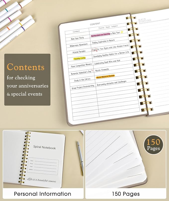 PAPEJOON Lined Spiral Journal Notebook - Image 2