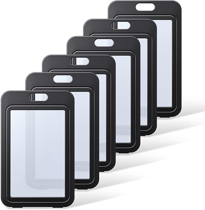 Uniclife ID Badge Holder with Double-Sided Windows Vertical Hard Plastic Case by UnicLife