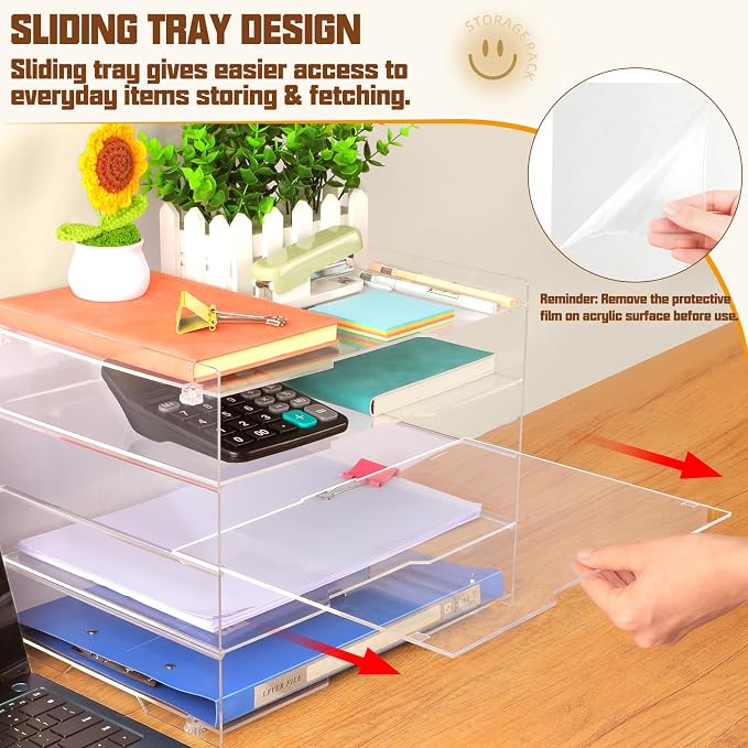 Leffis 5 Tier Acrylic Desk Organizer, Desktop Document Sorter - Image 4