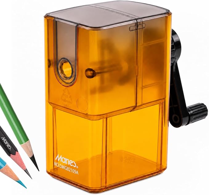 Marie’s Manual Pencil Sharpener, 5 Point Modes, Transparent Shavings Bin by MARIE%E2%80%99S