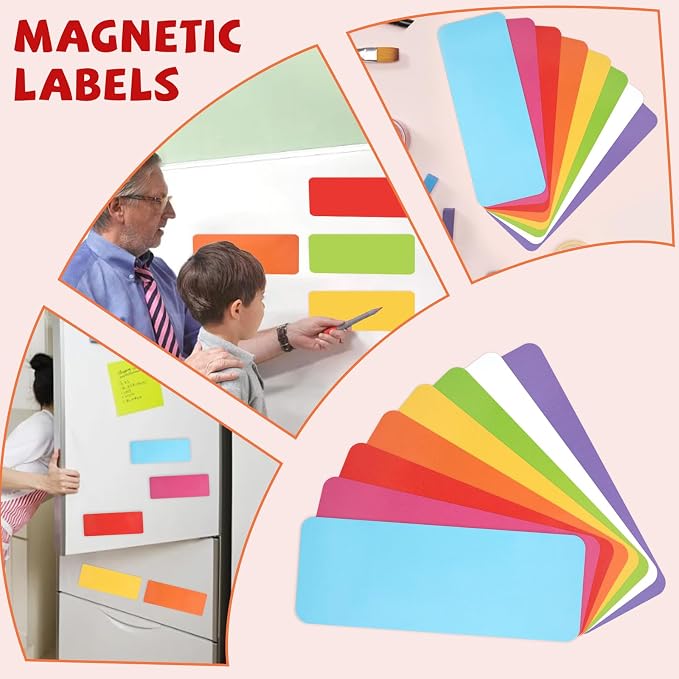 72 Pcs Dry Erase Magnetic Labels, 3.2" x 1.2" 8 Colors | Reusable Writable - Image 7