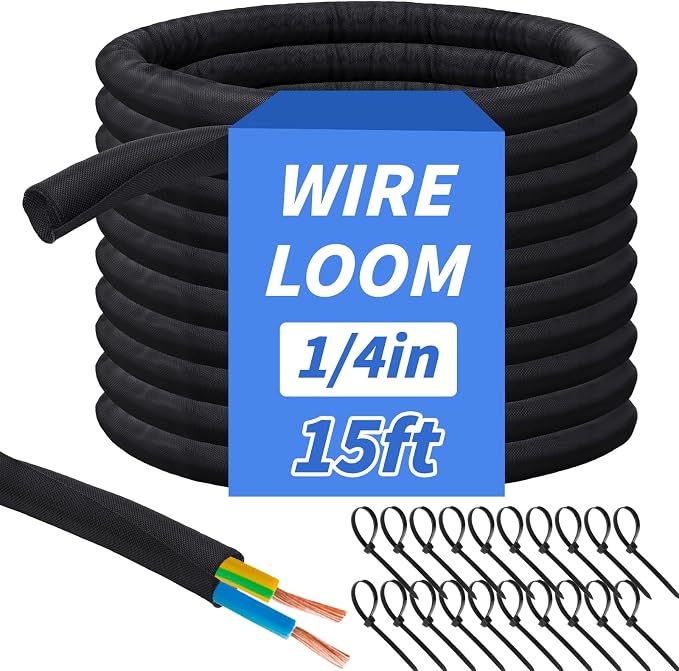 15FT Split Braided Sleeve Cable Management, 1/4 Inch Wire Loom Tubing Cord by Oleitodh