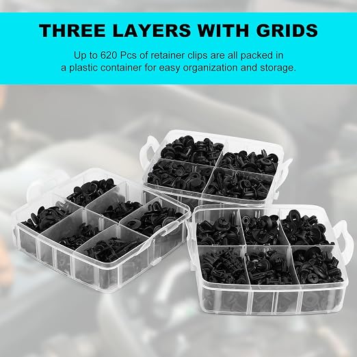 620pcs Push-Type Retainer Clips, Bumper Fender Nylon Rivets of 16 Most Popular - Image 4