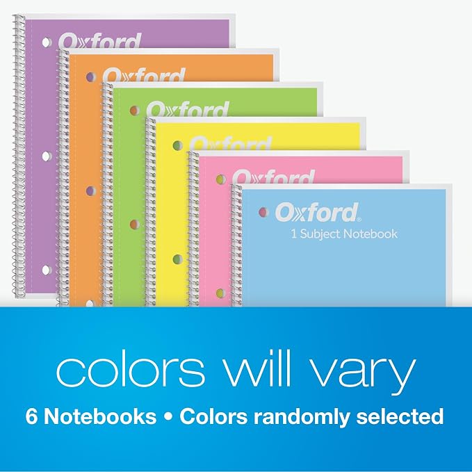Oxford Spiral Notebooks, 6 Pack, 1 Subject, Wide Ruled Notebooks - Image 6