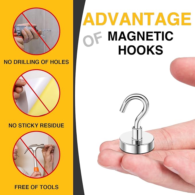 DIYMAG Magnetic Hooks, 30lbs+ Magnet Hook 2026 Cruise Cabin Ship Essentials - Image 6