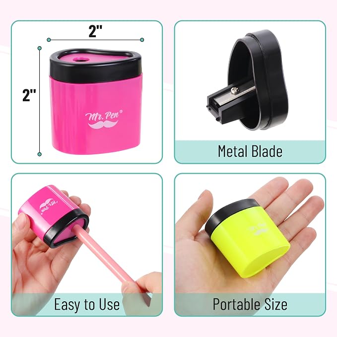 Mr. Pen- Manual Pencil Sharpeners, 12 Pack, Colorful | Portable Handheld Pencil - Image 6