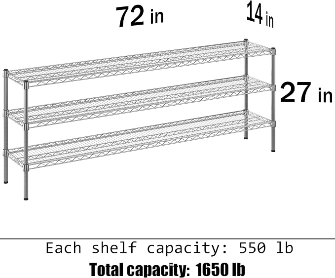 Regal Altair 14" Deep x 72" Wide x 27" Height Wire Shelving Kit | 3-Tier | NSF - Image 3