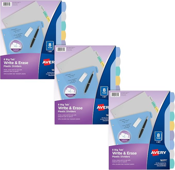 Avery Big Tab Write & Erase Durable Plastic Dividers by Avery