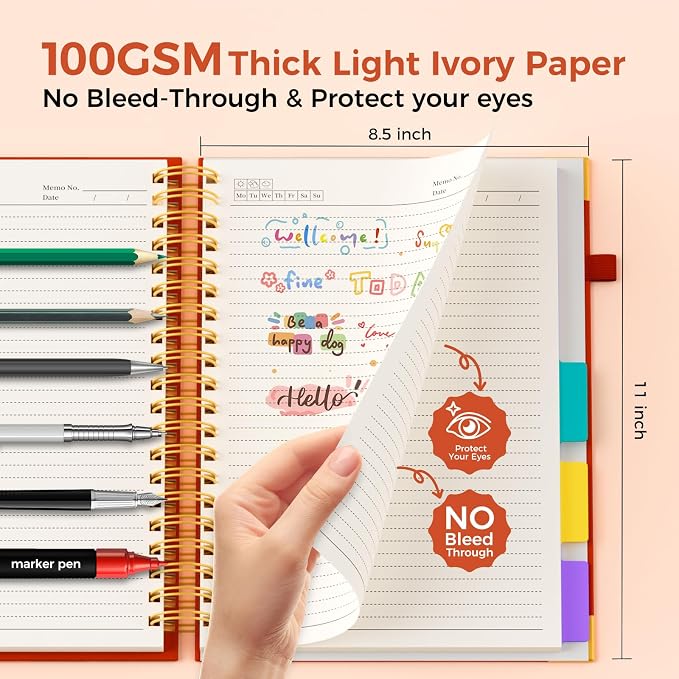 XYark A4 Hardcover Spiral Notebook, 8.5"x11" College Ruled Notebooks - Image 4