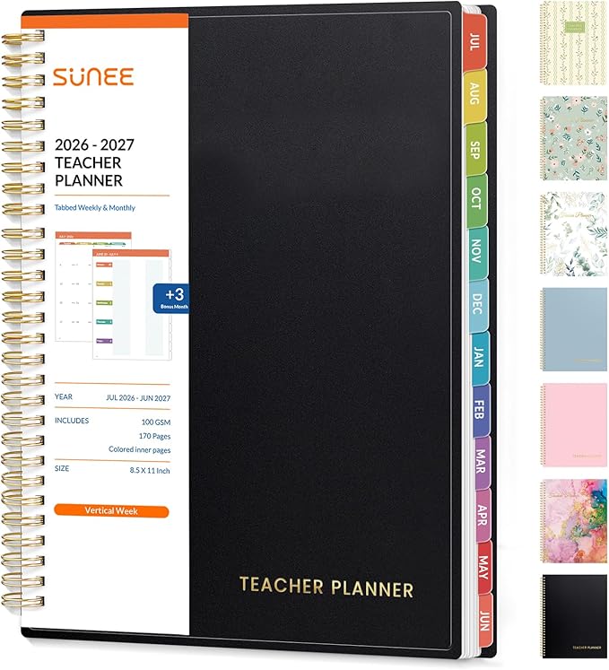 SUNEE Teacher Planner 2026-2027 Academic Year, Lite Lesson Planner Book by SUNEE